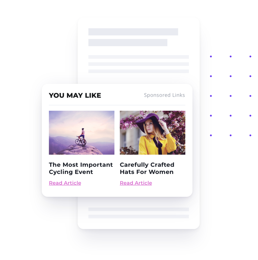 The graphic shows an example of a content recommendation widget.