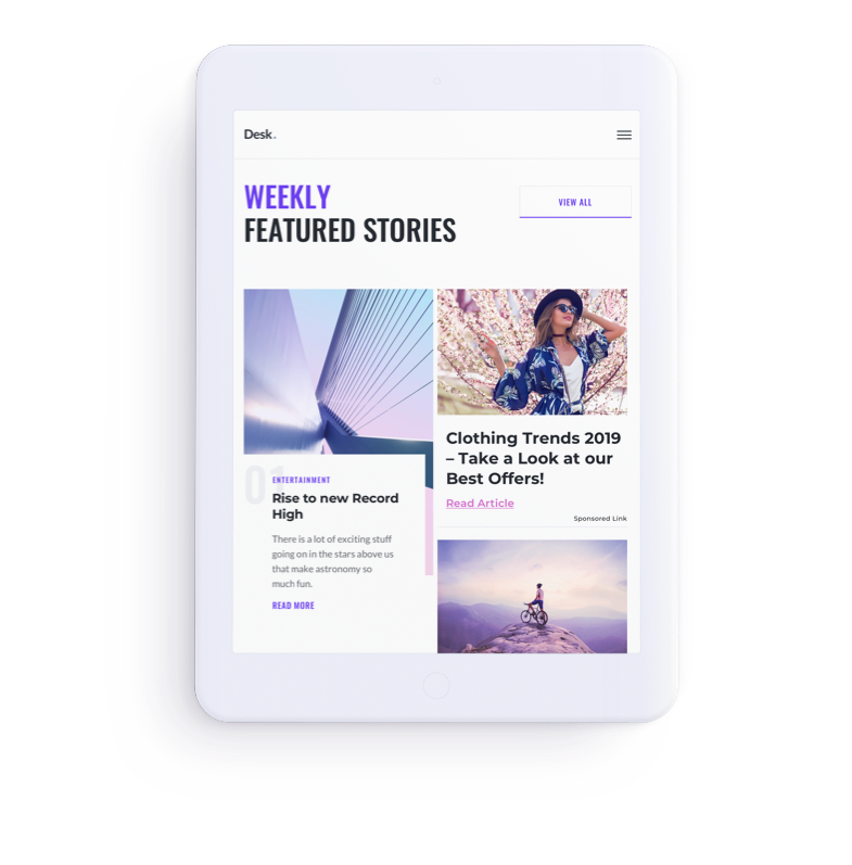 Native and Display Ad formats tablet